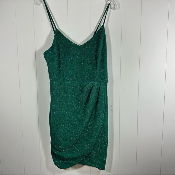 Lulus glitter tulip cocktail mini bodycon dress spaghetti straps - Picture 5 of 10